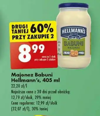 Biedronka Majonez Babuni Hellmann's 405 ml oferta
