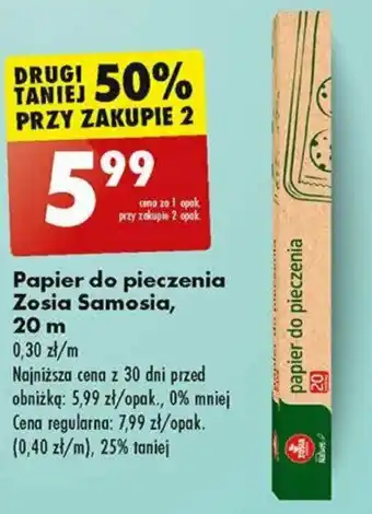 Biedronka Papier do pieczenia Zosia Samosia, 20 m oferta