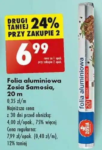 Biedronka Folia aluminiowa Zosia Samosia, 20 m oferta