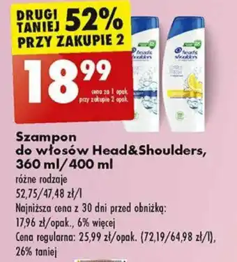 Biedronka Szampon do włosów Head&Shoulders, 360 / 400 ml oferta