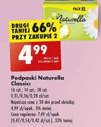 Biedronka Podpaski Naturella Classic oferta