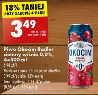 Biedronka Piwo Okocim Radler ciemny wiśnia 0,0%, 4x500 ml oferta