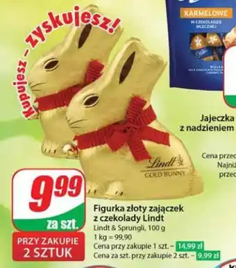 Dino Figurka złoty zajączek z czekolady Lindt 100 g oferta