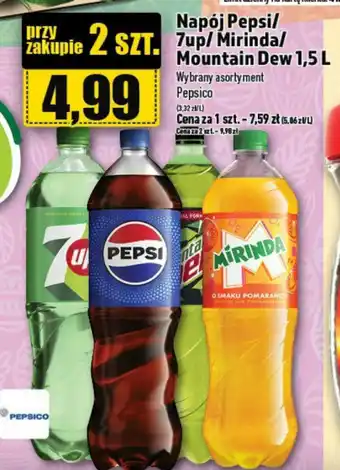 Topaz Napój Pepsi/ 7up / Mirinda / Mountain Dew 1,5 l oferta