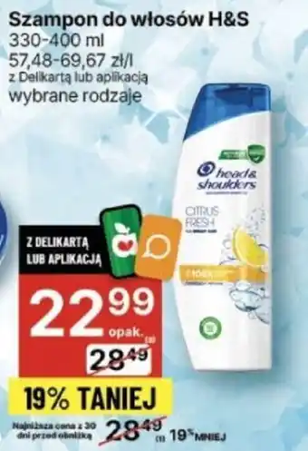 Delikatesy Centrum Szampon do włosów H&S 330-400 ml oferta