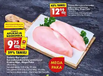 Biedronka Świeży filet z piersi kurczaka pakowany próżniowo Kraina Mies, Mega Paka 1 kg oferta