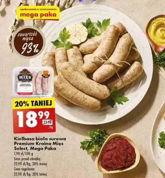 Biedronka Kiełbasa biała surowa Premium Kraina Mięs Select, Mega Paka 1 kg oferta