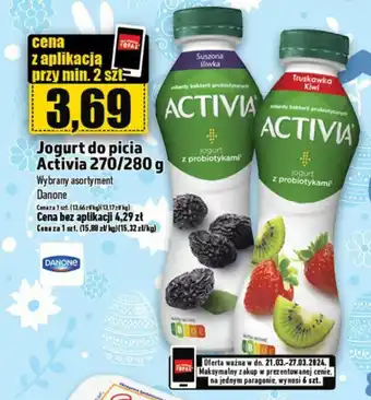 Topaz Jogurt do picia Activia 270/280 g Danone oferta