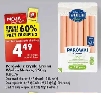 Biedronka Parówki z szynki Kraina Wędlin Nature, 250 g oferta