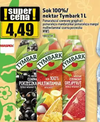 Topaz MWS Sok 100%/nektar Tymbark 1l oferta