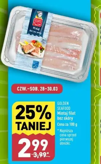 ALDI GOLDEN SEAFOOD Mintaj filet bez skóry 100g oferta