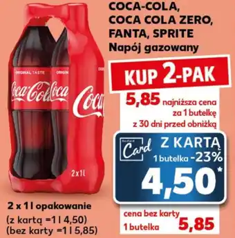 Kaufland COCA COLA ZERO, FANTA, SPRITE Napój gazowany 2 x 1 l oferta