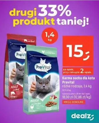 Dealz Karma sucha dla kota Prevital 1,4 kg oferta