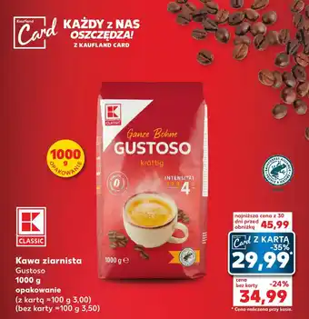 Kaufland Kawa ziarnista Gustoso 1000 g oferta