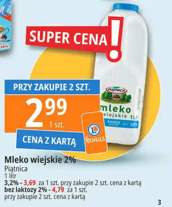 E.Leclerc Mleko wiejskie 2% Piątnica 1 l oferta