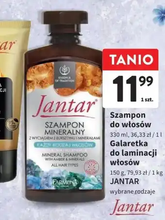 Intermarche Szampon do włosów 330 ml / Galaretka do laminacji włosów 150 g JANTAR oferta
