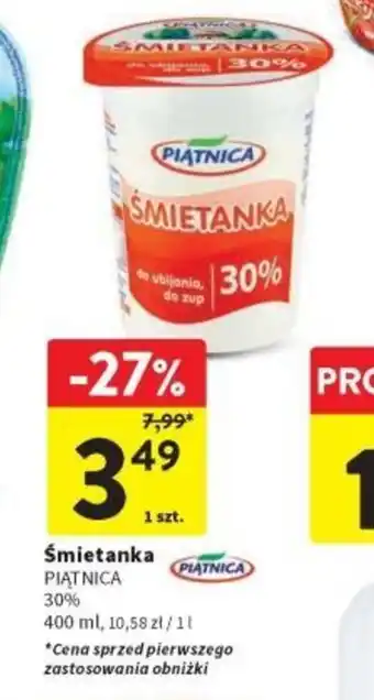 Intermarche Śmietanka PIĄTNICA 30% 400ml oferta