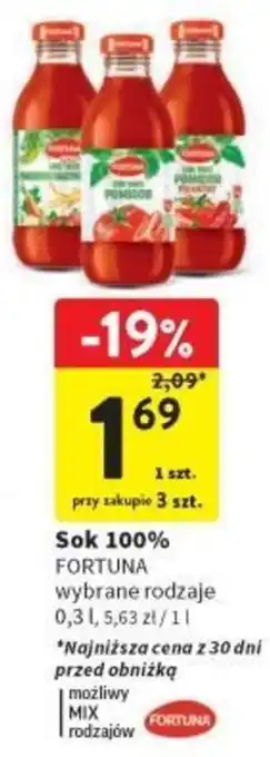 Intermarche Sok 100% FORTUNA 0,3l oferta