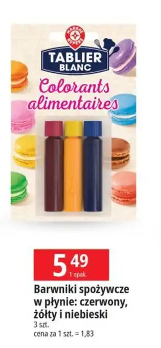 E.Leclerc Barwniki spożywcze w płynie: czerwony, żółty i niebieski 3 szt. oferta