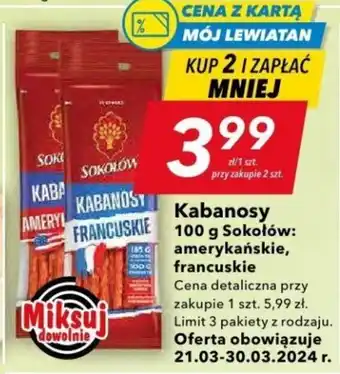 Lewiatan Kabanosy Sokołów 100 g oferta