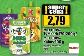 Topaz Mus 100% Tymbark 170 - 200 g/ mus 100% Kubuś 200 g MWS oferta
