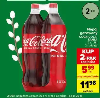 Carrefour Napój gazowany COCA-COLA, FANTA 2 x 1,5 l oferta