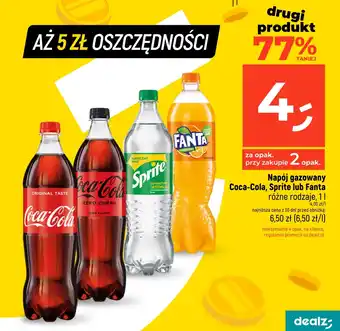 Dealz Napój gazowany Coca-Cola, Sprite lub Fanta 1 l oferta