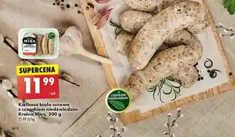 Biedronka Kiełbasa biała surowa z czosnkiem niedźwiedzim Kraina Mięs, 500 g oferta