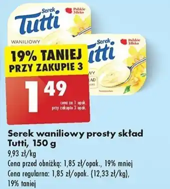 Biedronka Serek waniliowy prosty skład Tutti, 150 g oferta