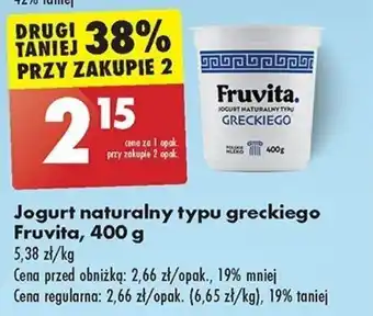 Biedronka Jogurt naturalny typu greckiego Fruvita, 400 g oferta