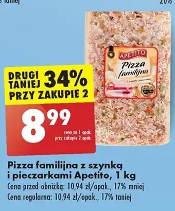 Biedronka Pizza familijna z szynką i pieczarkami Apetito, 1 kg oferta