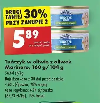 Biedronka Tuńczyk w oliwie z oliwek Marinero, 160 g/ 104 g oferta