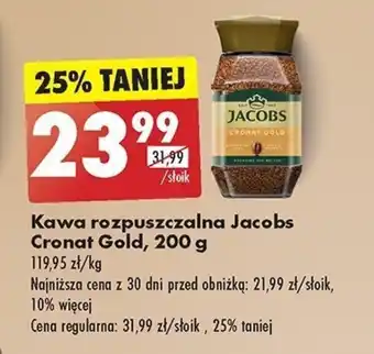 Biedronka Kawa rozpuszczalna Jacobs Cronat Gold, 200 g oferta