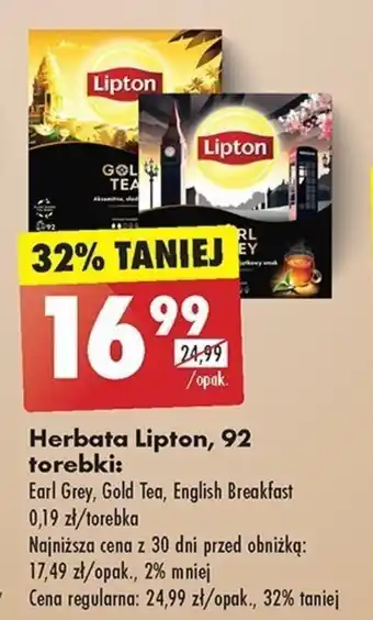 Biedronka Herbata Lipton, 92 torebki oferta