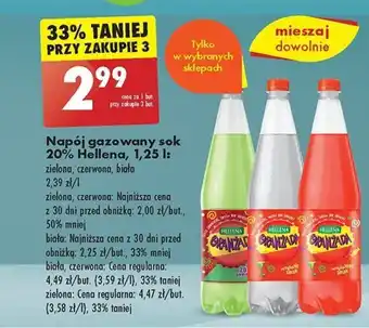 Biedronka Napój gazowany sok 20% Hellena, 1,25 l oferta