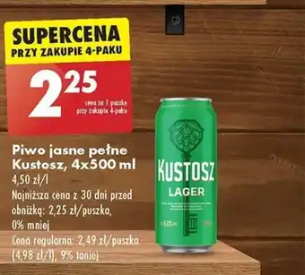 Biedronka Piwo jasne pełne Kustosz, 4 x 500 ml oferta