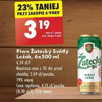 Biedronka Piwo Žatecký Světlý Ležák, 6 x 500 ml oferta