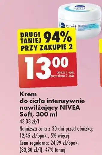 Biedronka Krem do ciała intensywnie nawilżający NIVEA Soft, 300 ml oferta