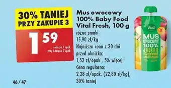 Biedronka Mus owocowy 100% Baby Food Vital Fresh, 100 g oferta