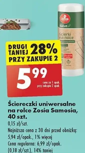 Biedronka Ściereczki uniwersalne na rolce Zosia Samosia, 40 szt. oferta