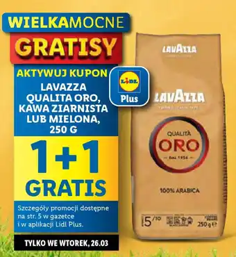 Lidl LAVAZZA QUALITA ORO KAWA ZIARNISTA LUB MIELONA 250 G oferta