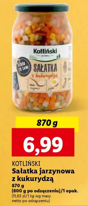 Lidl KOTLIŃSKI Sałatka jarzynowa z kukurydzą 870g oferta