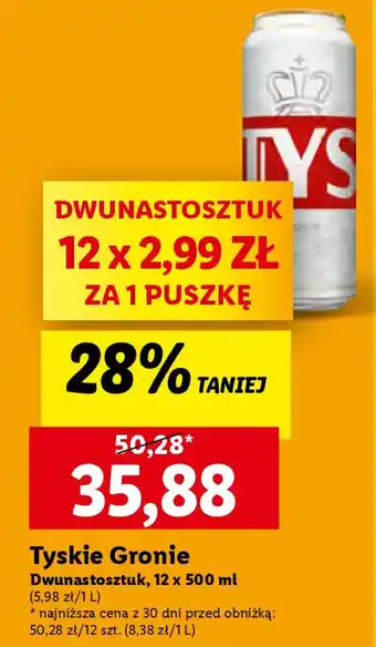Lidl Tyskie Gronie 12 x 500 ml oferta