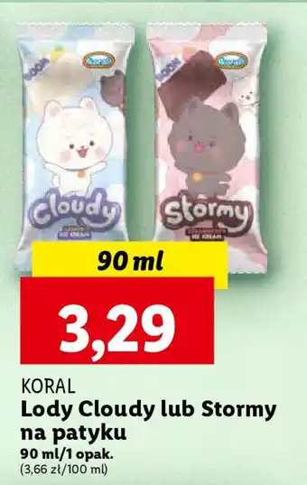 Lidl KORAL Lody Cloudy lub Stormy na patyku 90 ml oferta