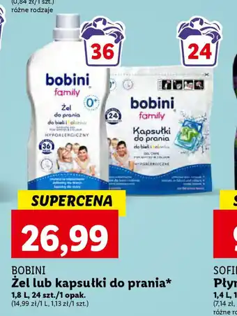 Lidl BOBINI Żel 1,8 l lub kapsułki do prania 24 szt. oferta