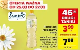 Carrefour Market Polski olej rzepakowy SIMPL 1 l oferta