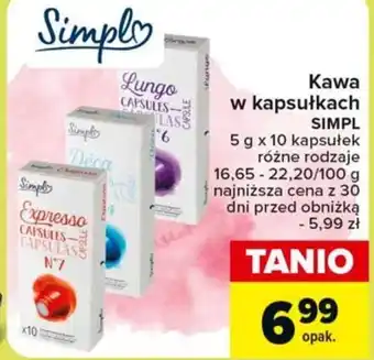 Carrefour Market Kawa w kapsułkach SIMPL 5 g x 10 oferta