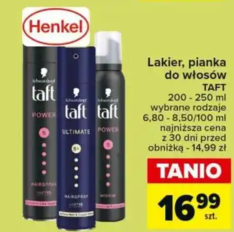 Carrefour Market Lakier, pianka do włosów TAFT 200 - 250 ml oferta