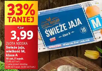 Lidl ZŁOTA NIOSKA Świeże jaja, wielkość M, klasa A 10 szt. oferta