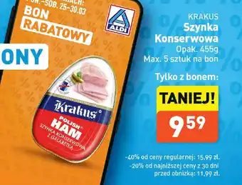 ALDI KRAKUS Szynka Konserwowa 455g oferta